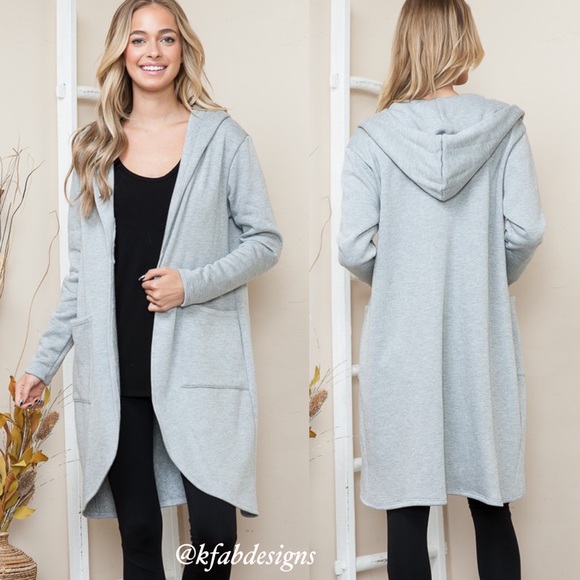 ❤️LAST 1! Must Have SO SOFT Heather Gray Open Cardigan Jacket with Side Pockets! - Picture 3 of 7